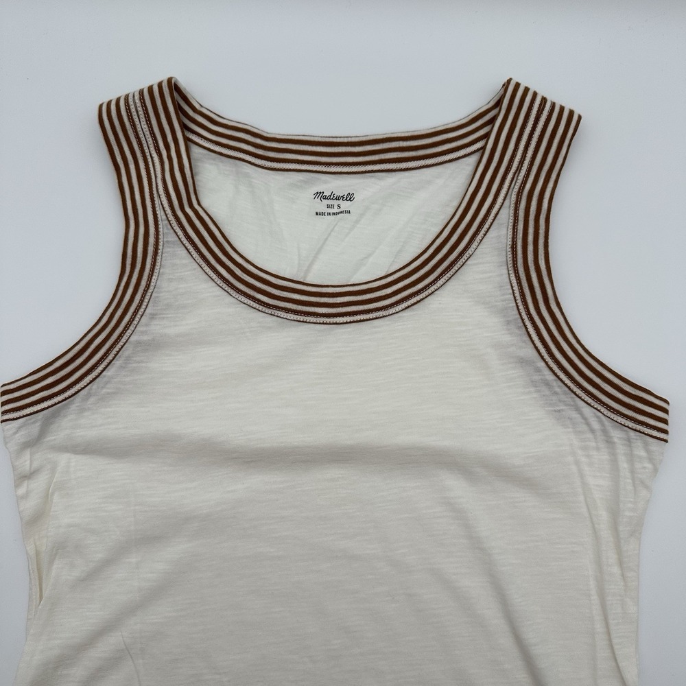 Madewell Ringer Organic Cotton Scoop Neck Tank Top Cream Off-White Womens Small - Picture 3 of 8